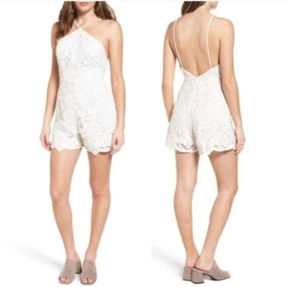 ASTR Floral Lace Halter Romper